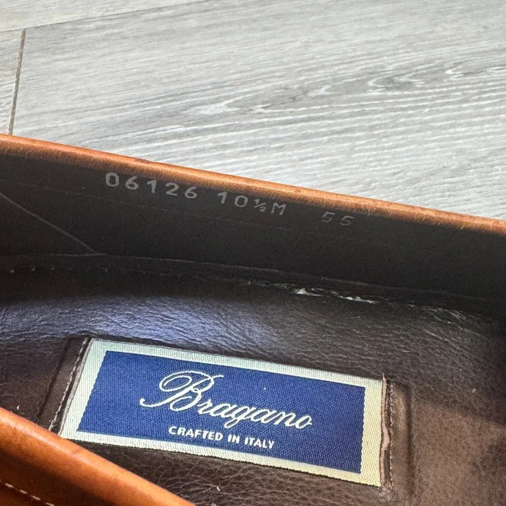 Bragano by Cole Haan Mens‎ 10.5 M Brown Tan Leather Kiltie Tassel Loafers Italy